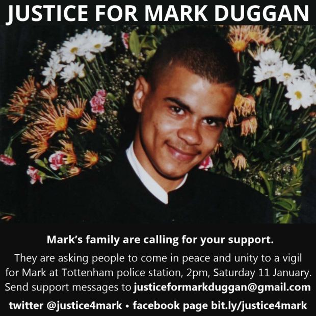 Peaceful vigil for Mark Duggan on Saturday